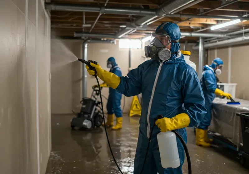 Basement Sanitization and Antimicrobial Treatment process in South Portland Gardens, ME