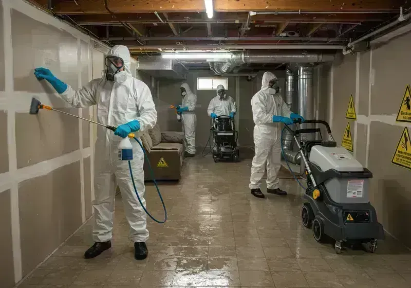 Basement Moisture Removal and Structural Drying process in South Portland Gardens, ME